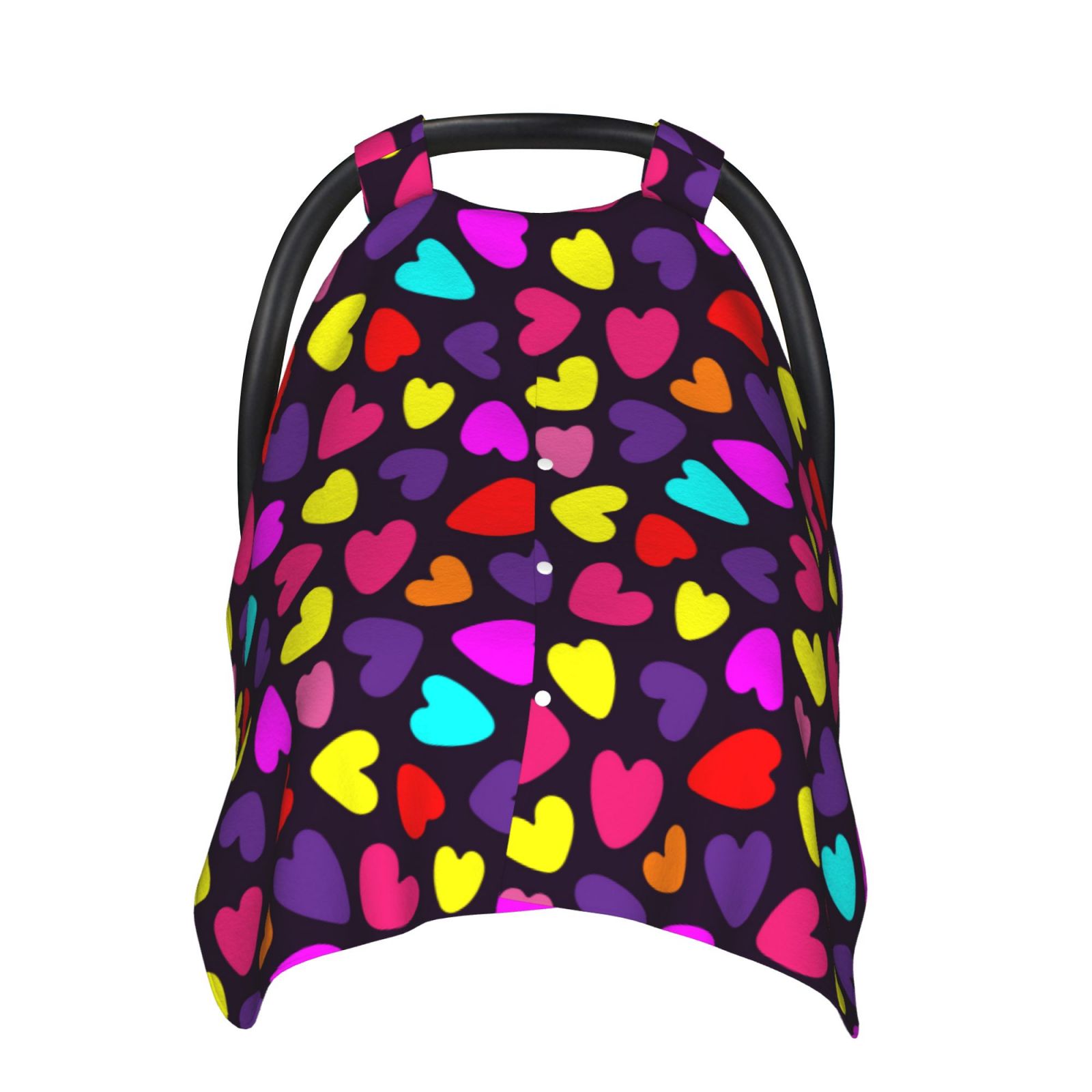 Naloa Colorful Hearts Baby Car Seat Cover, Breathable Baby Carrier Cover, Multiuse Baby Carrier Cover & Nursing Breastfeeding Cover