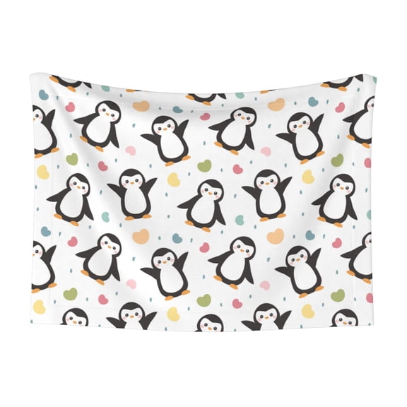 Naloa Colorful Hearts Penguin Dog Blanket, 3 Sizes Cat Blanket for Indoor Cats Large Medium Small Dog Gifts-Large