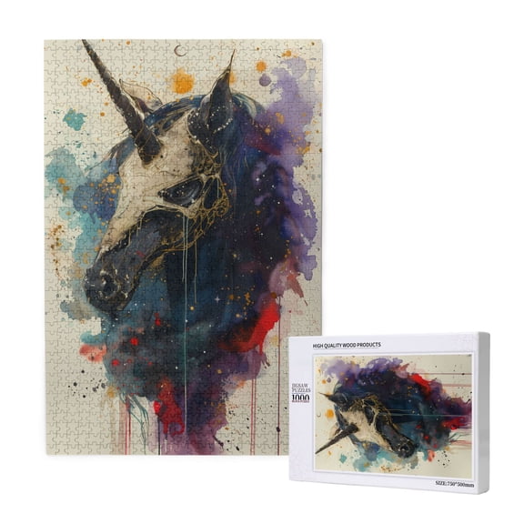 Naloa Colorful Ink Cute Horse Custom Puzzles Personalized Puzzle 1000 Pieces from Photo Custom Jigsaw Puzzle for Wedding, Graduation, (29.519.7in, Vertical)