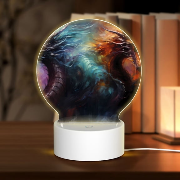 Naloa Colorful Ink Style Dragon Acrylic LED Night Light Custom LED Lights Personalized Nightlight Customized Gifts for Family Couples Friends