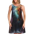 thumbnail image 1 of Naloa Colorful Ink Style Dragon Print Women's Summer Spring Casual Beach Sundress,Vacation Sleeveless Tank Crewneck Loose Dresses, 1 of 7