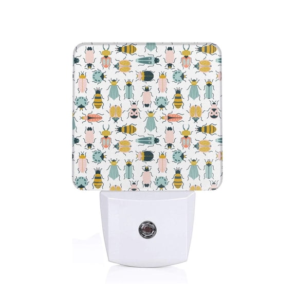 Naloa Colorful Insects Night Lights Plug into Wall, Dusk to Dawn Sensor Warm White Led Night Light 0.5W, Nightlight suit for Adults, Bedroom, Bathroom, Hallway, Kitchen