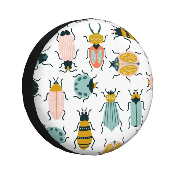 Naloa Colorful Insects PVC Leather Spare Tire Wheel Cover for Car Truck SUV Camper Trailer Universal Fit many size17 inch