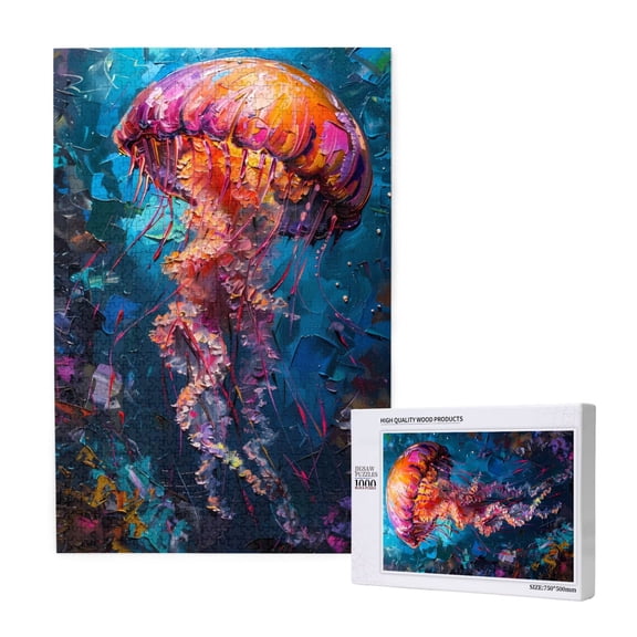Naloa Colorful Jellyfish Abstract Custom Puzzles Personalized Puzzle 1000 Pieces from Photo Custom Jigsaw Puzzle for Wedding, Graduation, (29.519.7in, Vertical)