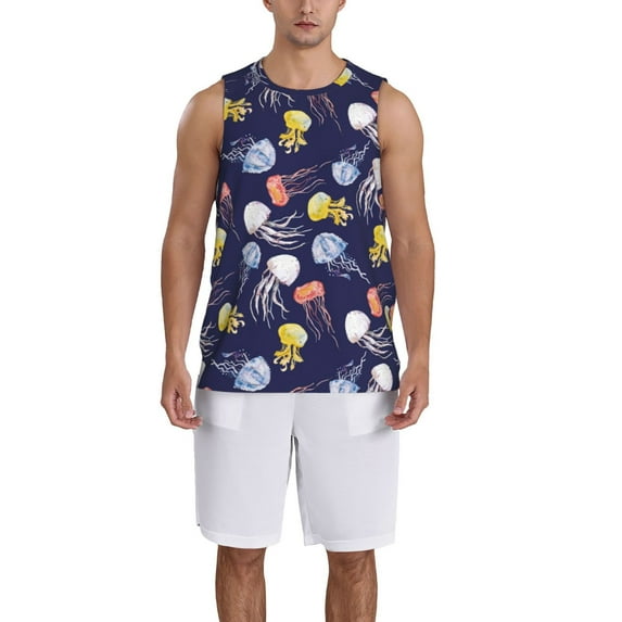Naloa Colorful Jellyfish Basketball Jersey Reversible Men's Mesh Athletic Sports Shirts Training Practice S-4XLMedium