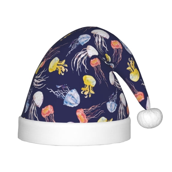 Naloa Colorful Jellyfish Santa Hat for Kids Baby Christmas Hats,Girls Boys Toddler Plush Xmas Holiday Hat,Luxury Santa Claus Hat