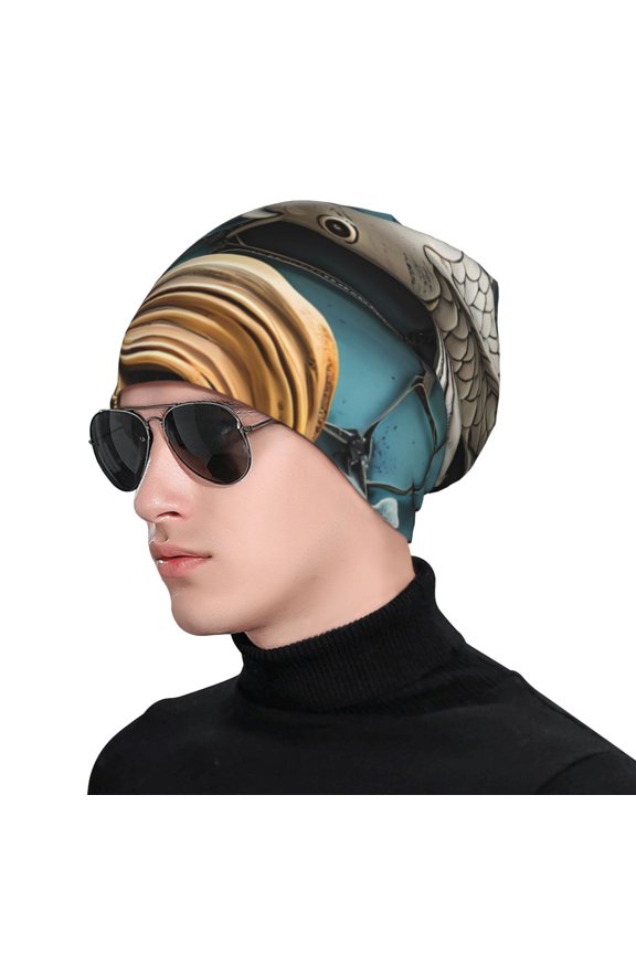 Colorful Koi Fish Art Soft Beanie Hat, Knit Beanie Daily Beanie in Fine Knit for Women Men Winter Travel, Outdoor