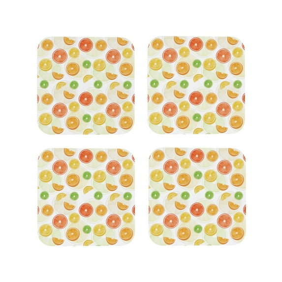 Naloa Colorful Lemons Coasters for Set of 4 - PU Leather Coasters, Coasters for Table Cup Tea Coffee Beer, Decorative for Kitchen Homedecor (Round)