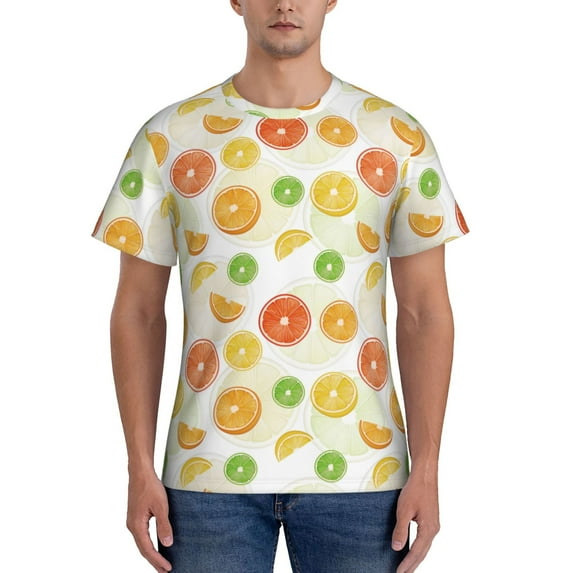 Naloa Colorful Lemons Men's T-Shirt Sport T-shirt Men's Basic Tee Casual Men's Shirt, Round Neck, Short Sleeves - 3X-Large