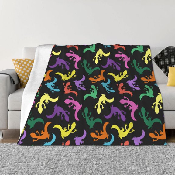 Naloa Colorful Lizards Flannel Fleece Throw Blanket for Bed Couch, Thick Blanket - All Seasons Suitable for Women, Men and Kids-40"x30"