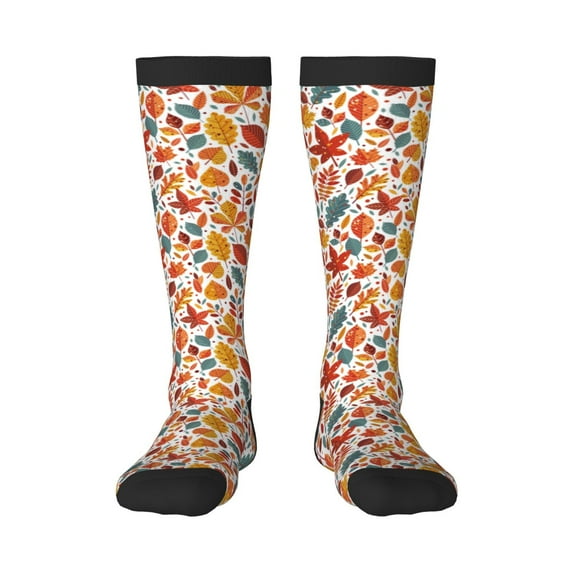 Naloa Colorful Maple Leaves Knee Socks, High Socks Long Stretchy Sock Women Knee High Stocking, Long Socks for Women