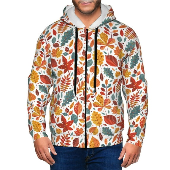 Naloa Colorful Maple Leaves Men’s Hoodies, Zip up Hoodie, Sweatshirts,Hoodies for Men Sizes S-3XL-Small