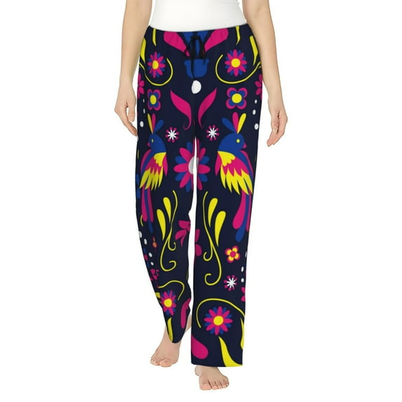 Naloa Colorful Mexican Print Women’s Ultra-Soft Comfy Pajama Lounge Pants with Pockets & Drawstring