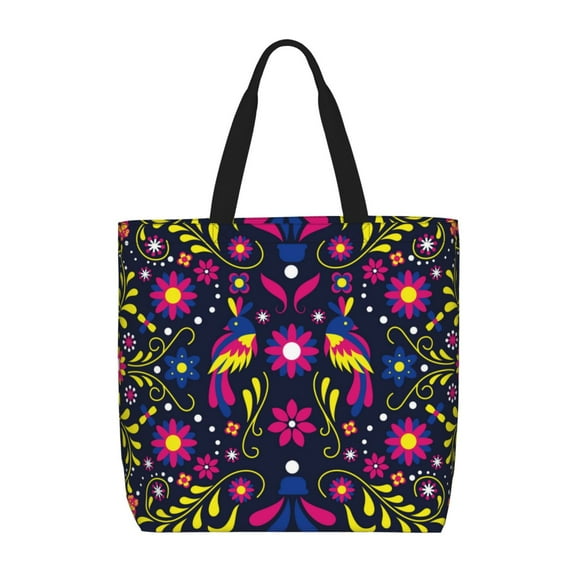 Naloa Colorful Mexican Tote Bag for Women, Foldable Tote Bag With Zipper, Large Shoulder Bag, Top Handle Handbag for Travel, Work, Shopping