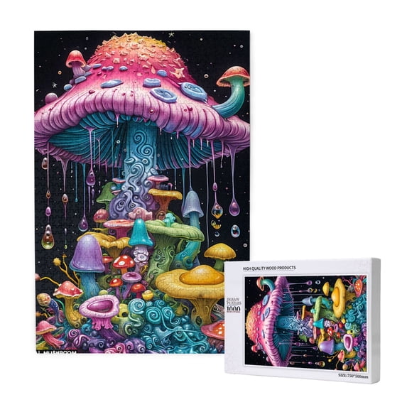 Naloa Colorful Mushroom Custom Puzzles Personalized Puzzle 1000 Pieces from Photo Custom Jigsaw Puzzle for Wedding, Graduation, (29.5×19.7in, Vertical)