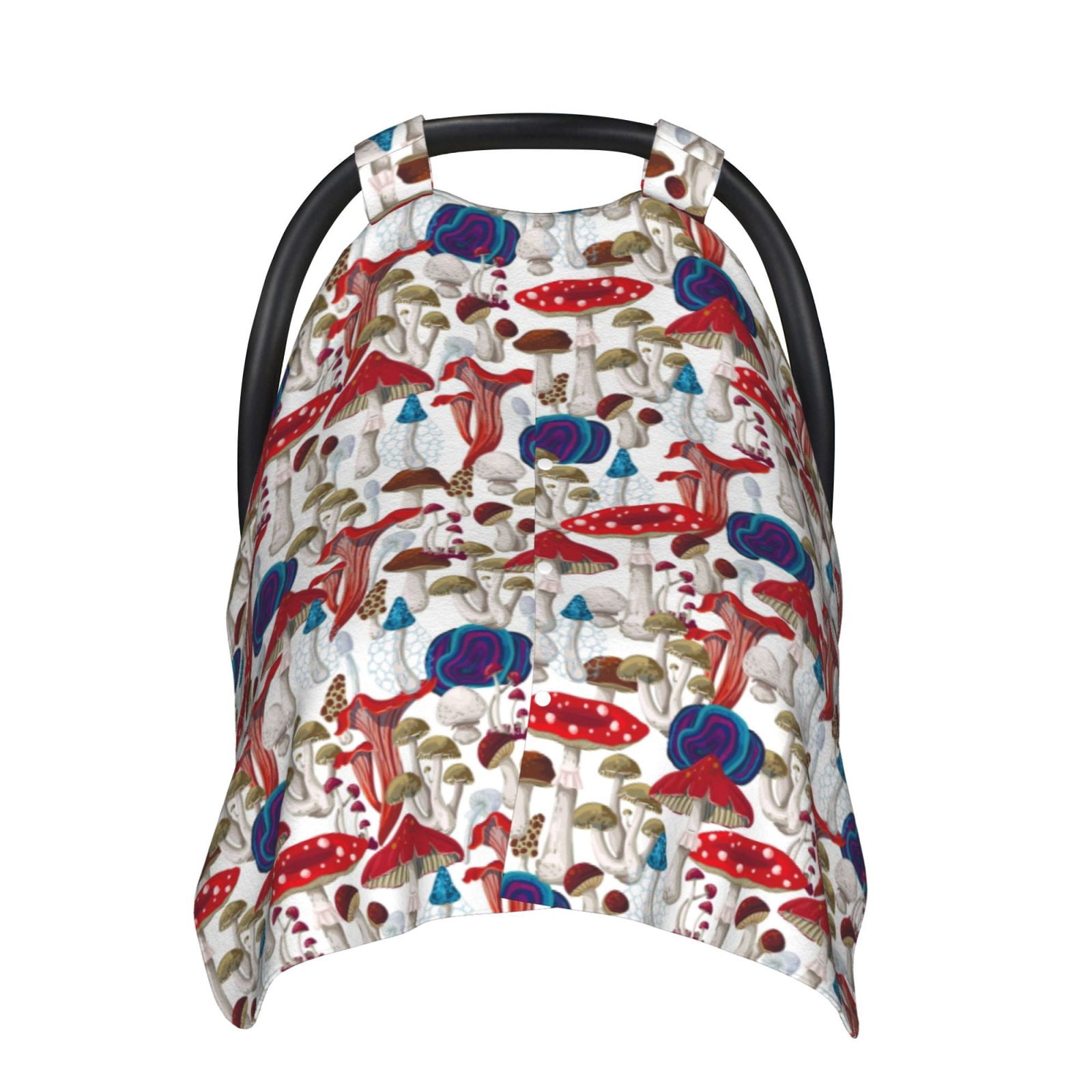 Naloa Colorful Mushrooms (2) Baby Car Seat Cover, Breathable Baby Carrier Cover, Multiuse Baby Carrier Cover & Nursing Breastfeeding Cover