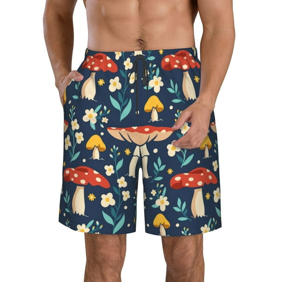 Naloa Colorful Mushrooms Men's Beach Shorts, Surfing shorts, Swim trunks, Quick Dry Swim Trunks for Surfing Beach Fun - XX-Large