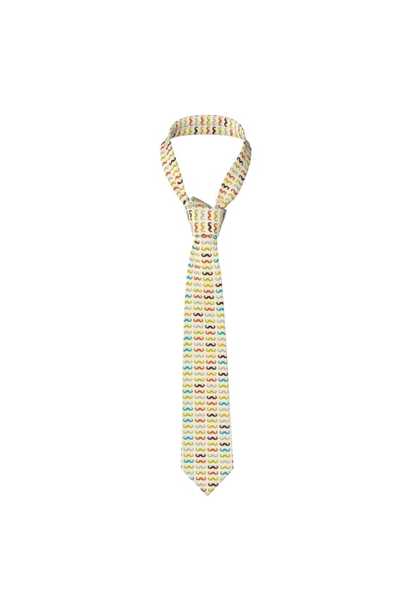 Colorful Mustache Print Solid Color Tie Formal Necktie for MenSuitable for business, daily life, work
