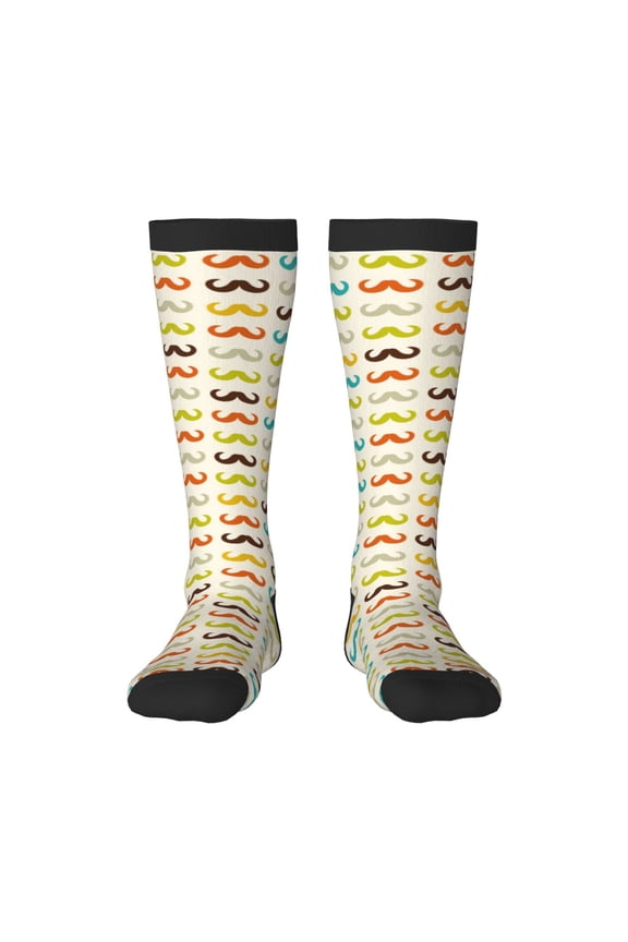 Colorful Mustache Thigh High Socks Extra Long Stretchy Sock Women Over Knee High Opaque Stocking Daily Wear