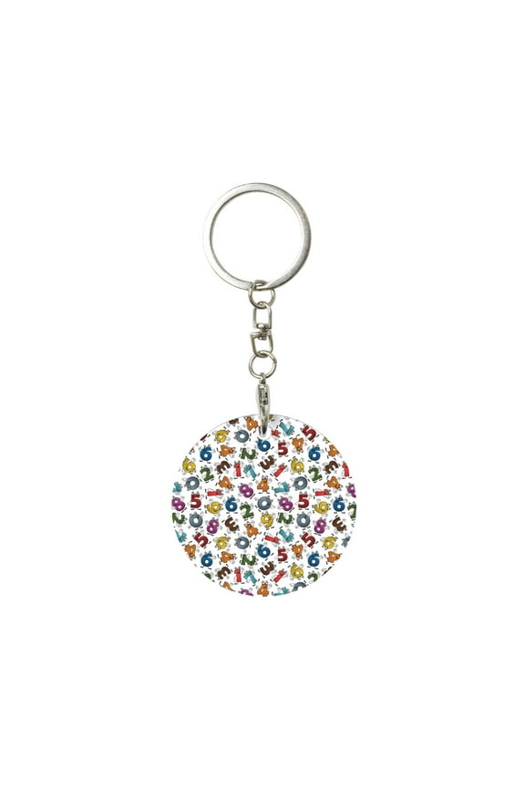 Naloa Colorful Numbers Print Round Keychain Keychain Key Ring, Key Tag, Key Chain Bulk for Gift Accessories (Round)