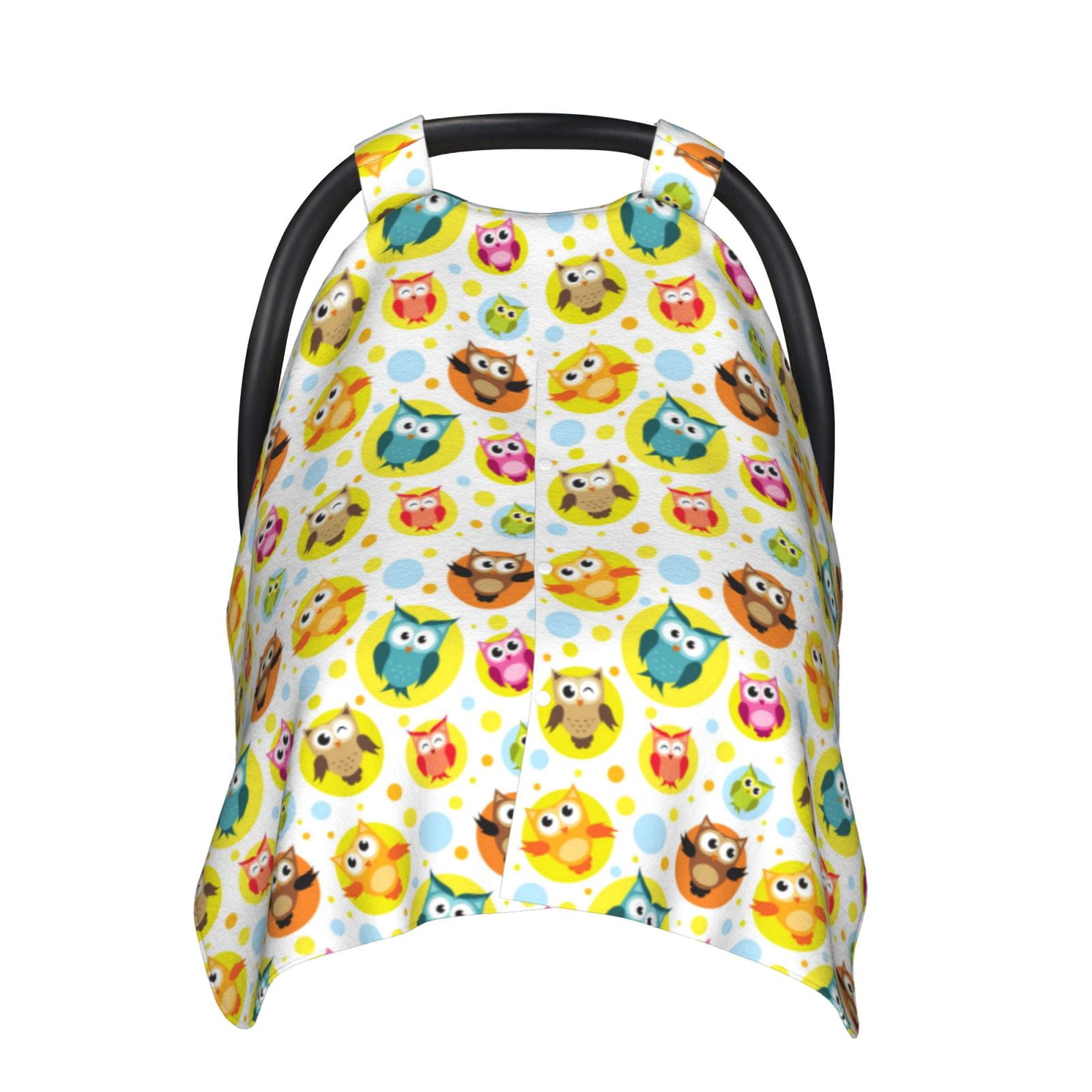 Naloa Colorful Owls 1 Baby Car Seat Cover, Breathable Baby Carrier Cover, Multiuse Baby Carrier Cover & Nursing Breastfeeding Cover