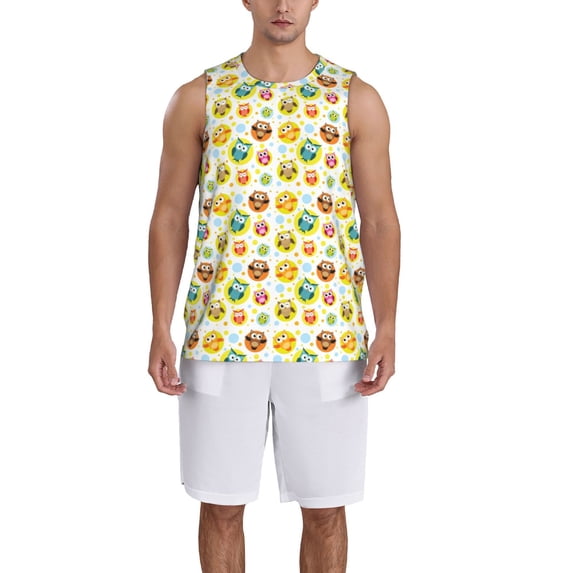 Naloa Colorful Owls 1 Basketball Jersey Reversible Men's Mesh Athletic Sports Shirts Training Practice S-4XLMedium