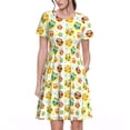 thumbnail image 1 of Naloa Colorful Owls 1 Print Womens Summer A-Line Dress with Pockets,Short Sleeve Dresses,Flowy Beach Swing Dress for Vacation Travel, 1 of 6