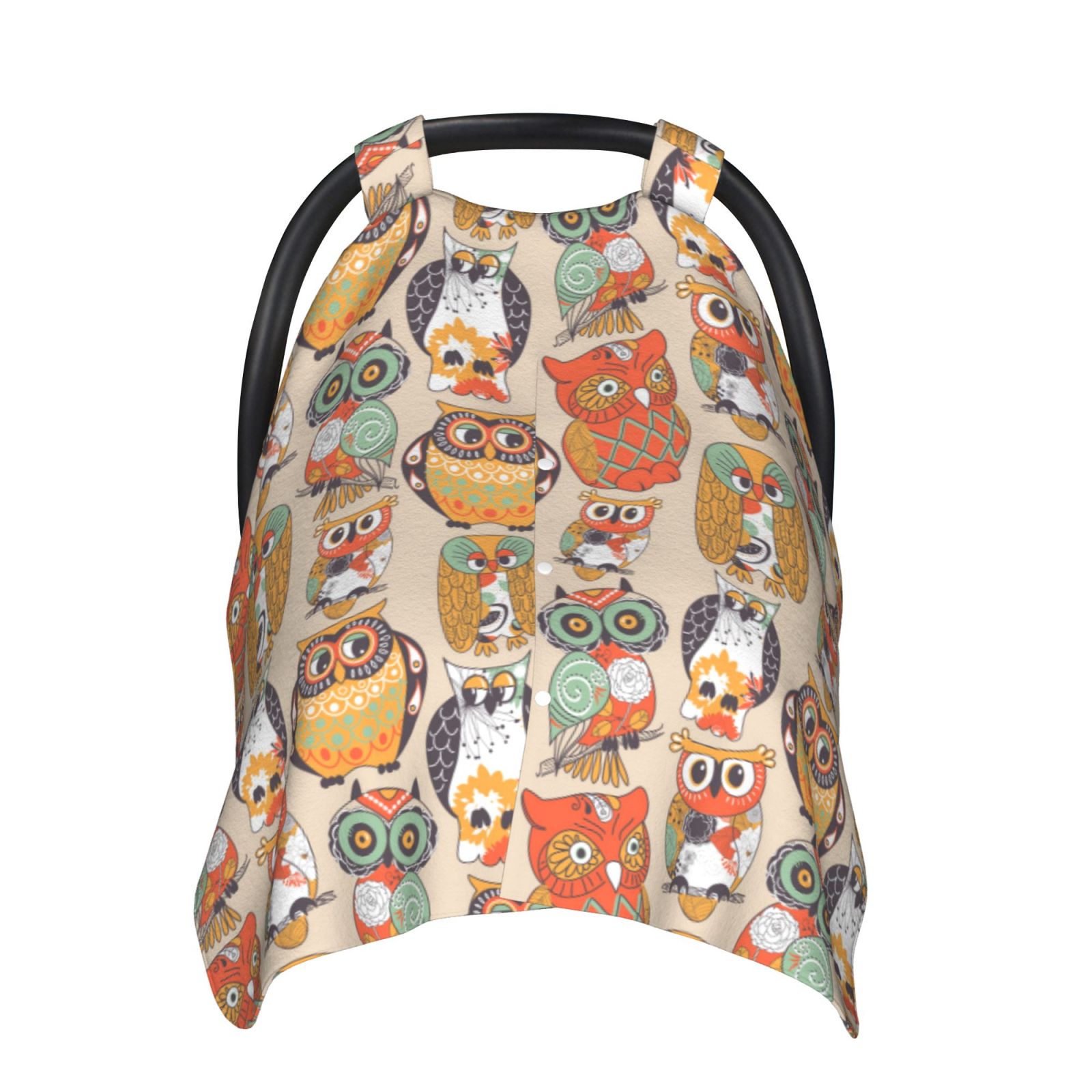 Naloa Colorful Owls Baby Car Seat Cover, Breathable Baby Carrier Cover, Multiuse Baby Carrier Cover & Nursing Breastfeeding Cover
