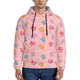 thumbnail image 1 of Naloa Colorful Pets Paws Men's Casual Hooded Collar Drawstring Hoodies Pullover Sweatshirts Casual Long Sleeve Shirts-Small, 1 of 7