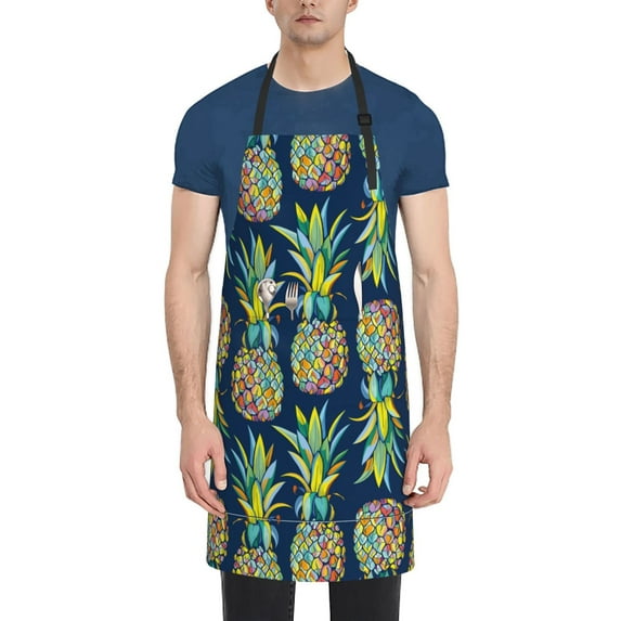 Naloa Colorful Pineapples Apron Kitchen Aprons with Pockets for Women Men Chef