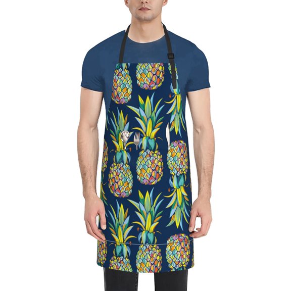 Naloa Colorful Pineapples Apron Kitchen Aprons with Pockets for Women Men Chef