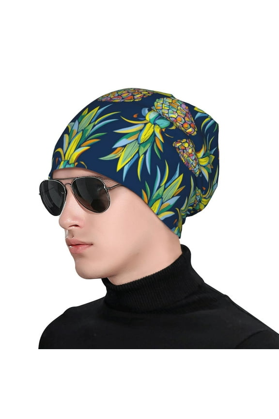 Colorful Pineapples Soft Beanie Hat, Knit Beanie Daily Beanie in Fine Knit for Women Men Winter Travel, Outdoor