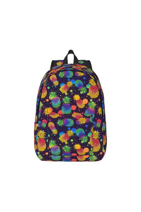 Colorful Pineapples1 Canvas Backpack for Men Women Rucksack Casual Travel Daypack College Tote Satchel Bookbag for Teens-Small
