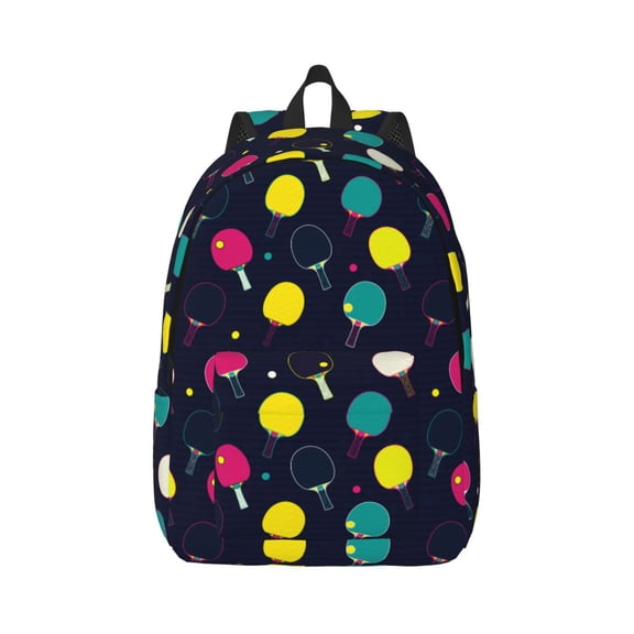 Naloa Colorful Ping Pong Rackets Canvas Backpack for Men Women Rucksack Casual Travel Daypack College Tote Satchel Bookbag for Teens-Medium
