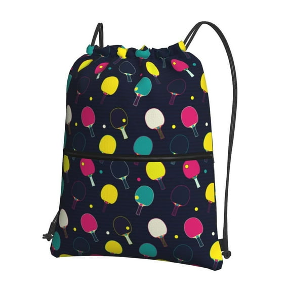 Naloa Colorful Ping Pong Rackets Drawstring Backpack String Bag Cinch Water Resistant for Gym Shopping Sport Yoga