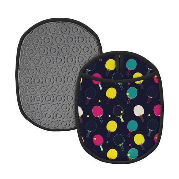 Naloa Colorful Ping Pong Rackets Silicone Pot Holders, Oven Mitts Heat Resistant Hot Pads, Non Slip Pot Holder for Kitchen Baking and Cooking 9.4 x 7.5 Inches