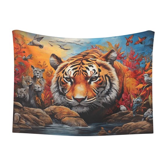 Naloa Colorful Plant Tiger Dog Blanket, 3 Sizes Cat Blanket for Indoor Cats Large Medium Small Dog Gifts-Large