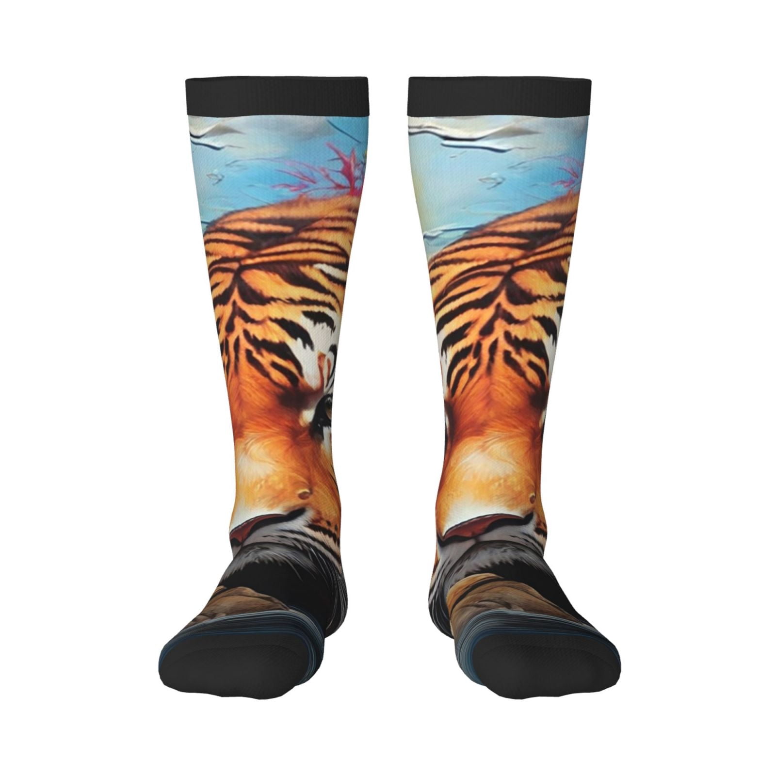Naloa Colorful Plant Tiger Thigh High Socks Extra Long Stretchy Sock ...
