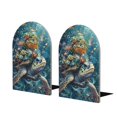 thumbnail image 1 of Naloa Colorful Plant Turtle 2 Pcs Bookend Large Capacity Office Book Ends for Home Office Library School Study Decoration, 1 of 8