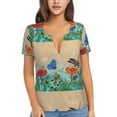 thumbnail image 1 of Naloa Colorful Plants And Insects Print T-Shirts Short Sleeve V Neck Tees for Women Fashion Tops Trendy Lightweight Soft Casual Summer Outfits Clothes, 1 of 5