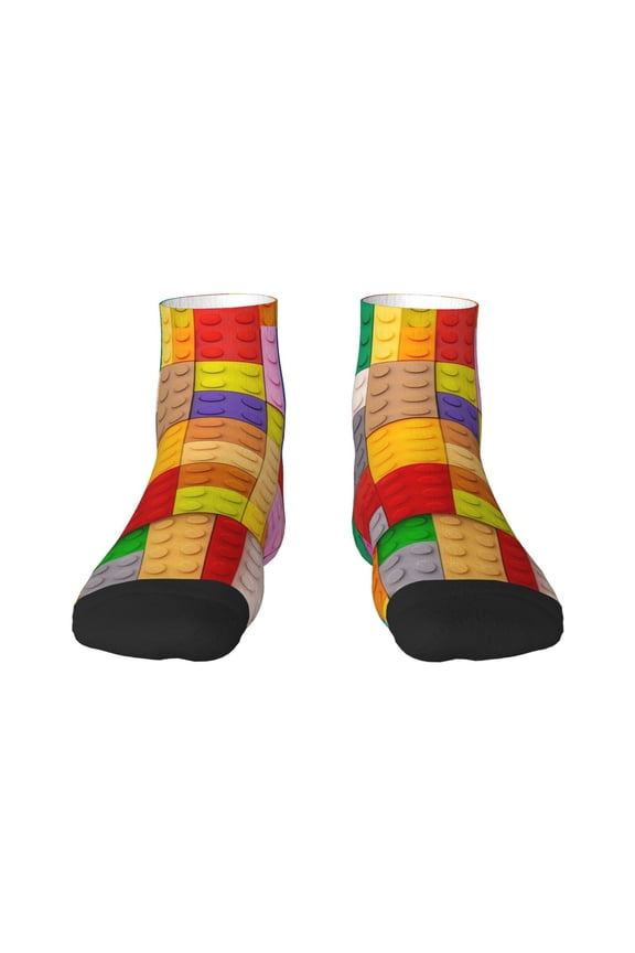 Colorful Plastic Blocks Pattern Ankle Socks for Women Non Slip Socks No Show Socks Classic Low Cut Casual Socks Casual Socks