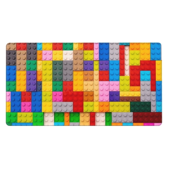 Naloa Colorful Plastic Blocks Pattern Gaming Mouse Pad Large Mouse Mat Long Extended Desk Pad Non-Slip Rubber Mice Pads Stitched Edges Thin Pad (16x29.5 Inch)