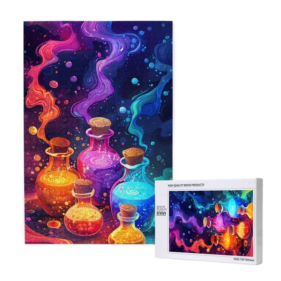 Naloa Colorful Potion Bottles Magic Custom Puzzles Personalized Puzzle 1000 Pieces from Photo Custom Jigsaw Puzzle for Wedding, Graduation, (29.519.7in, Vertical)