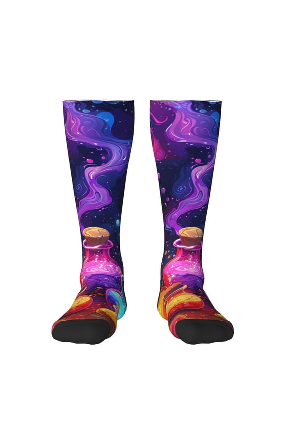 Colorful Potion Bottles Magic Knee Socks, High Socks Long Stretchy Sock Women Knee High Stocking, Long Socks for Women