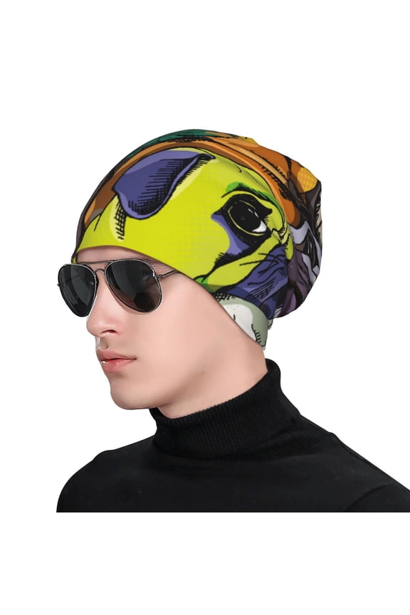 Colorful Pug Soft Beanie Hat, Knit Beanie Daily Beanie in Fine Knit for Women Men Winter Travel, Outdoor