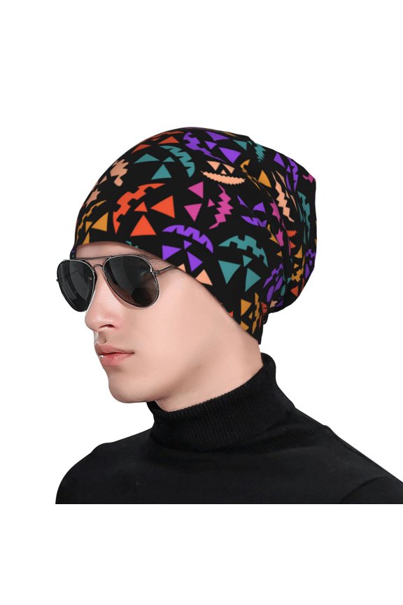 Colorful Pumpkin Faces Soft Beanie Hat, Knit Beanie Daily Beanie in Fine Knit for Women Men Winter Travel, Outdoor