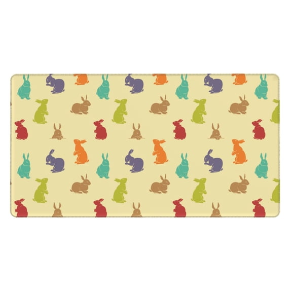 Naloa Colorful Rabbit Gaming Mouse Pad Large Mouse Mat Long Extended Desk Pad Non-Slip Rubber Mice Pads Stitched Edges Thin Pad (16x29.5 Inch)