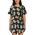thumbnail image 1 of Naloa Colorful Retro Tape Women's Short-Sleeved Pajama Set, Loungewear, Summer pajamas, Breathable Cozy - XX-Large, 1 of 9
