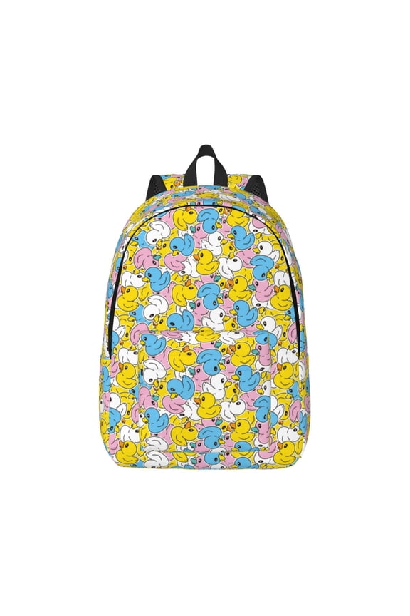 Colorful Rubber Duck 1 Canvas Backpack for Men Women Rucksack Casual Travel Daypack College Tote Satchel Bookbag for Teens-Medium