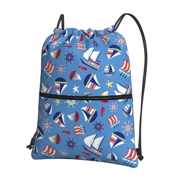 Naloa Colorful Sailing Ship Drawstring Backpack String Bag Cinch Water Resistant for Gym Shopping Sport Yoga